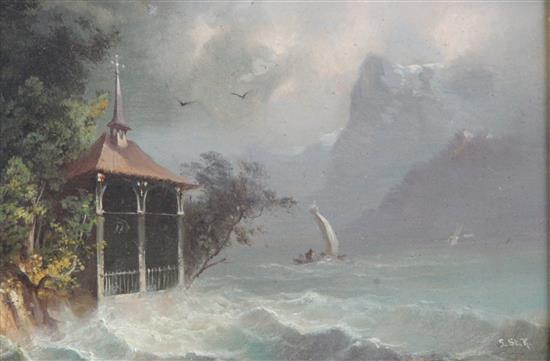 Swiss School (19thC) Views of the Matterhorn, Frandenburg Regar and Kelly Capelle, largest 4.25 x 6in.